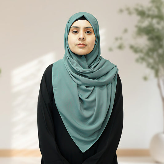 Premium Quality Madina Silk Plain Hijab - Teal