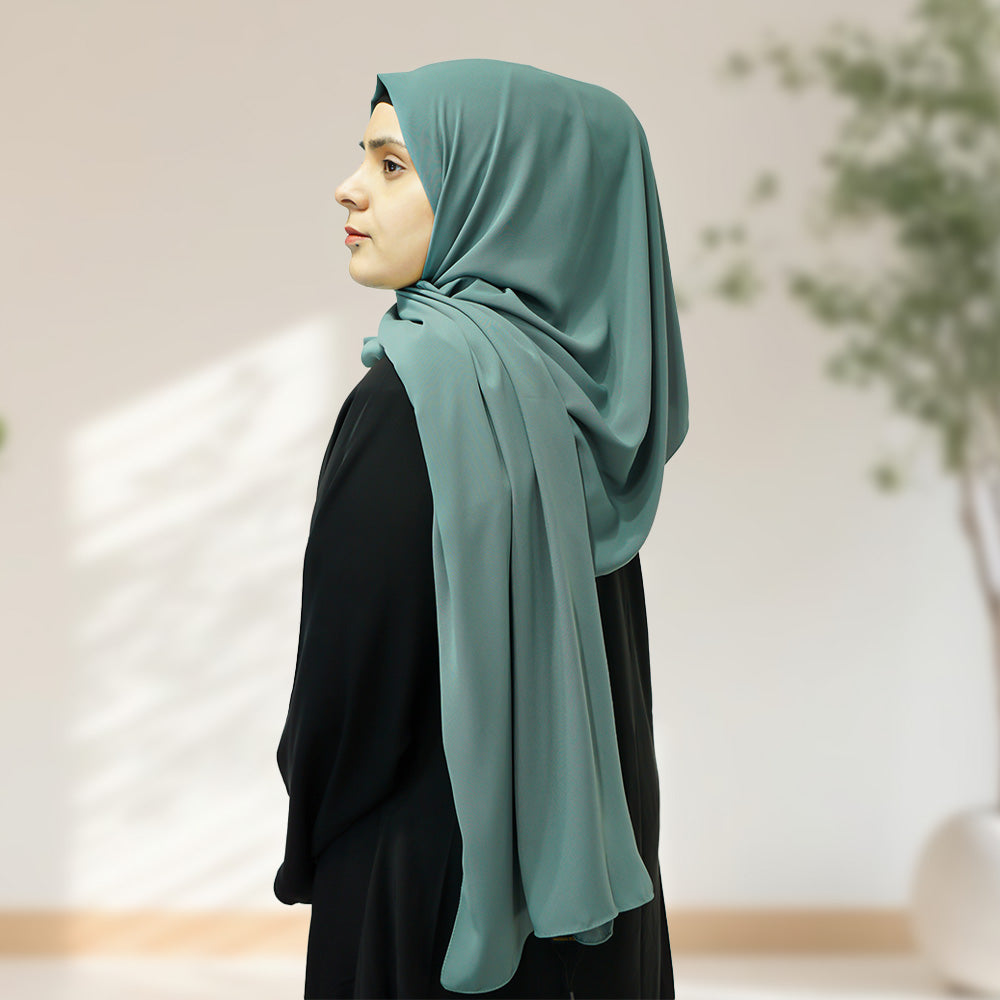 Premium Quality Madina Silk Plain Hijab - Teal