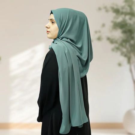 Premium Quality Madina Silk Plain Hijab - Teal - almanaar Islamic Store