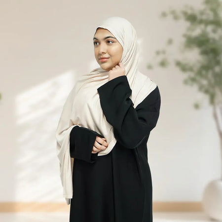 Deluxe Quality Egyptian Jersey Hijab - Off White - almanaar Islamic Store