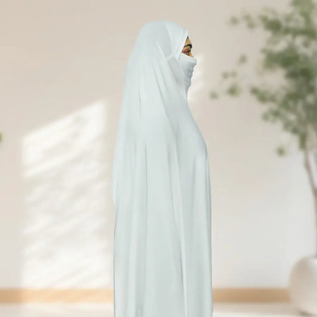 One Piece Prayer Hijab White - almanaar Islamic Store