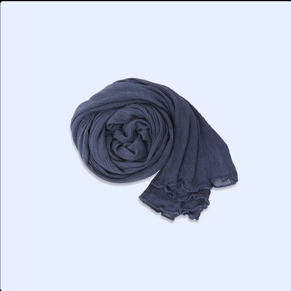 Premium Rayon Crinkle Hijab - Maxi Size - Navy - almanaar Islamic Store