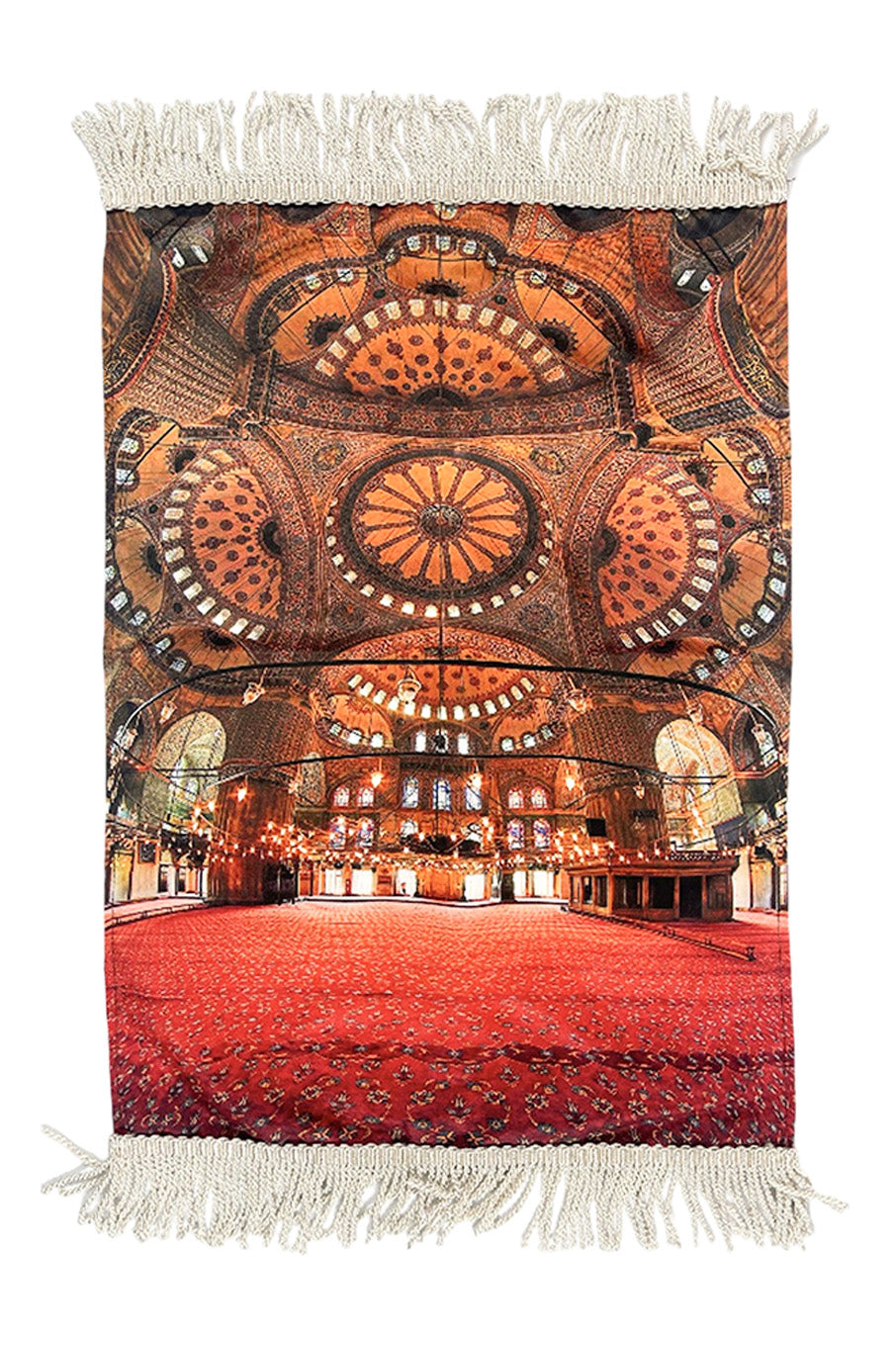 Ottoman Architecture Print Prayer Mat with Threaded Tassels - almanaar Islamic Store