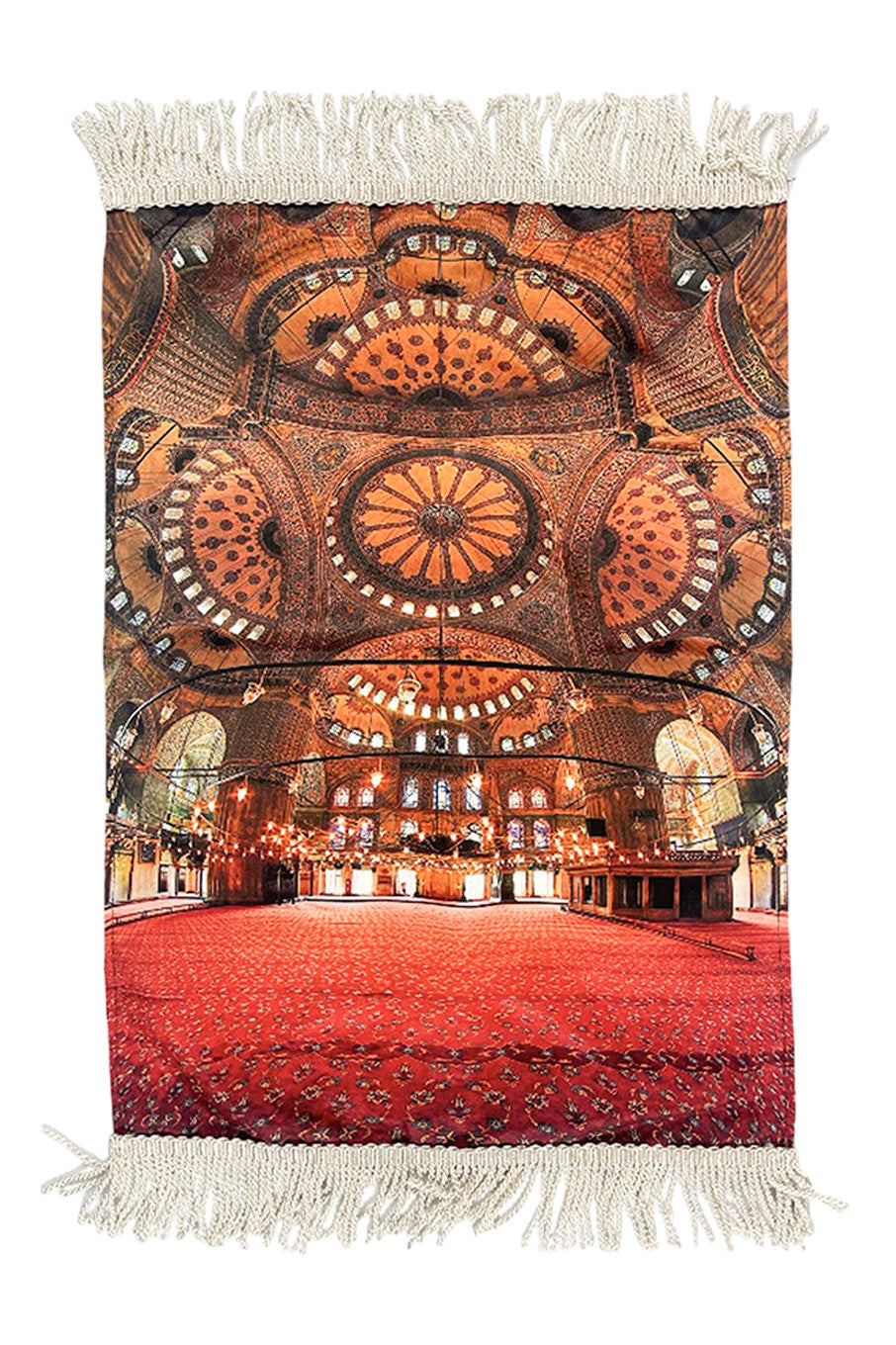 Ottoman Architecture Print Prayer Mat with Threaded Tassels