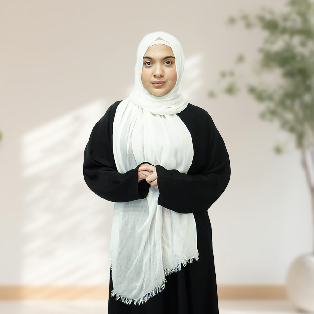 Rayon Hijab- White - almanaar Islamic Store