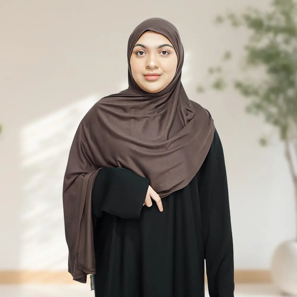 Deluxe Quality Egyptian Jersey Hijab - Chocolate Brown - almanaar Islamic Store