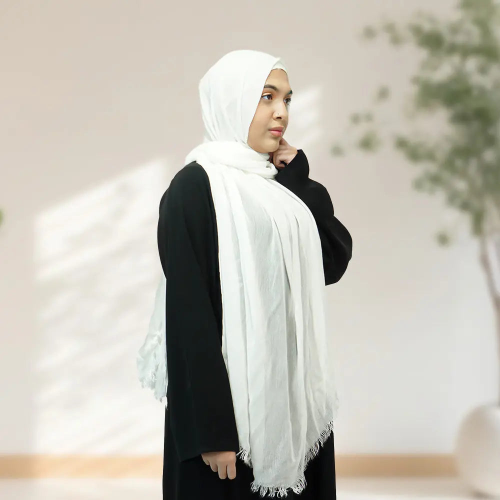 Rayon Hijab- White - almanaar Islamic Store