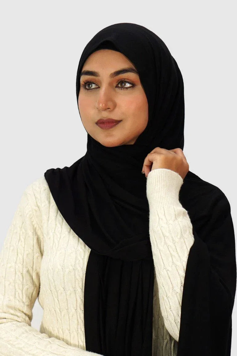 Almanaar Five Premium Jersey Scarf – Black - almanaar Islamic Store