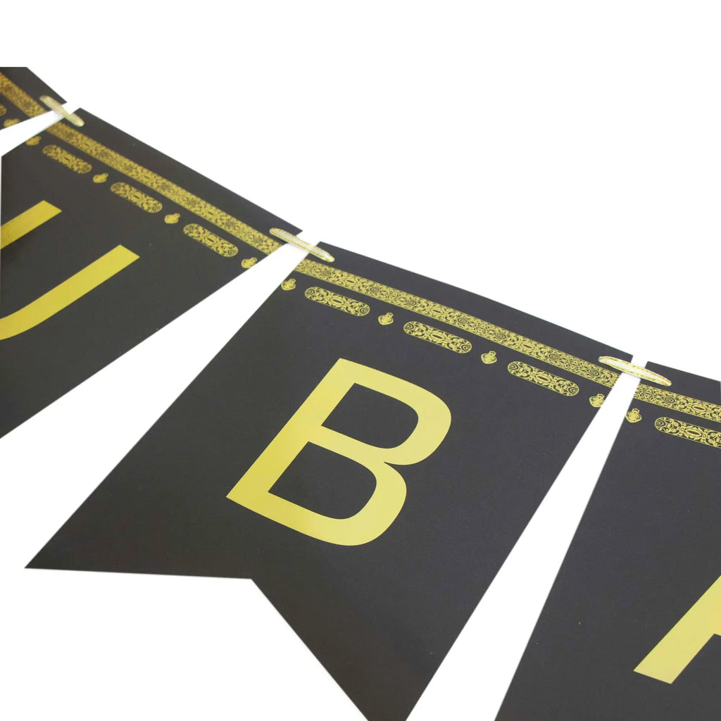 Hajj Mubarak Banner – Black & Gold Foil Paper - almanaar Islamic Store
