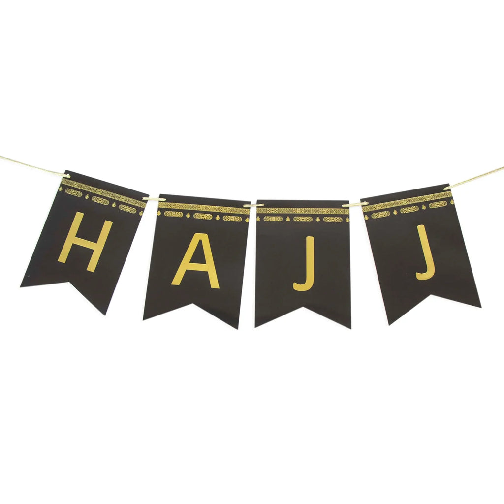 Hajj Mubarak Banner – Black & Gold Foil Paper - almanaar Islamic Store