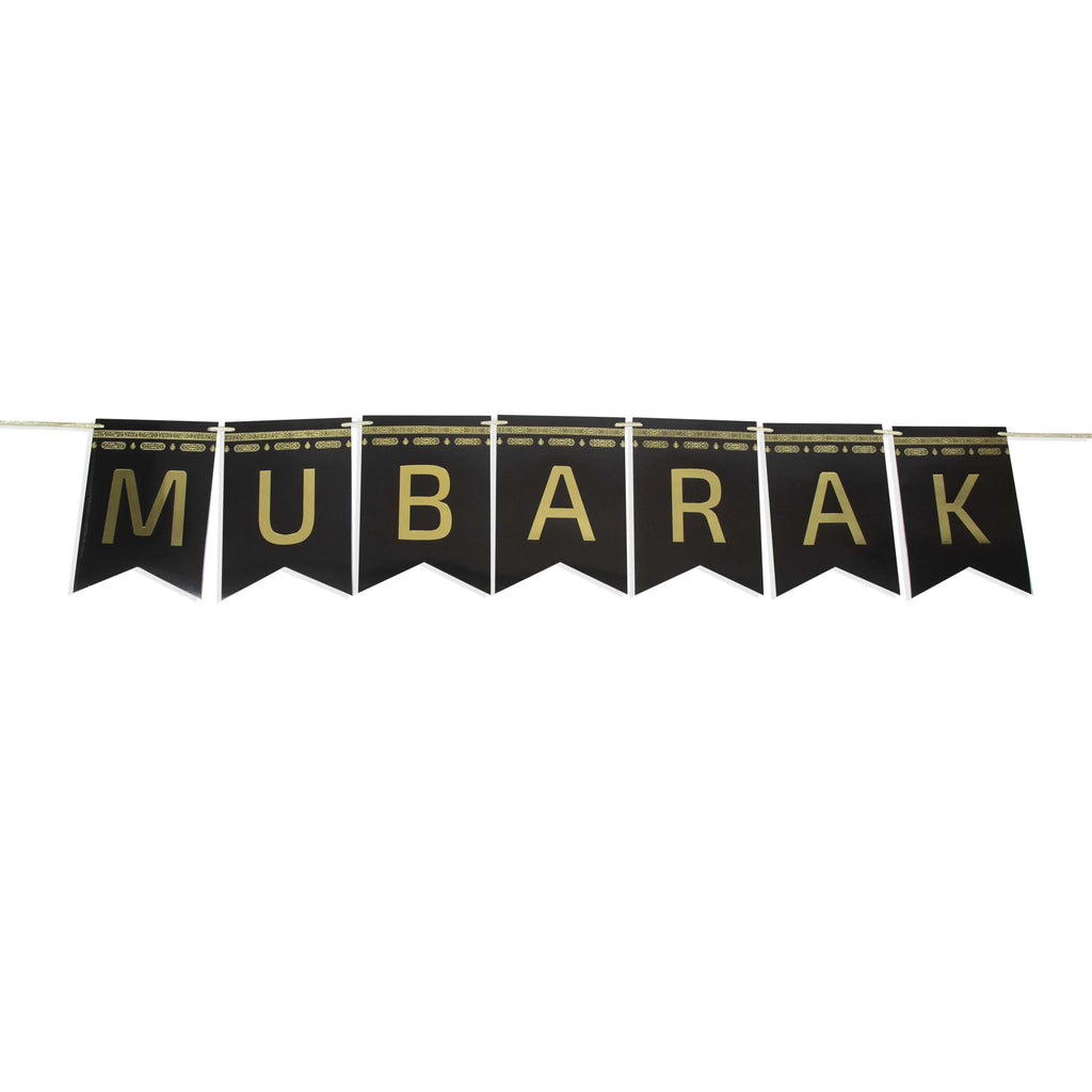 Hajj Mubarak Banner – Black & Gold Foil Paper - almanaar Islamic Store