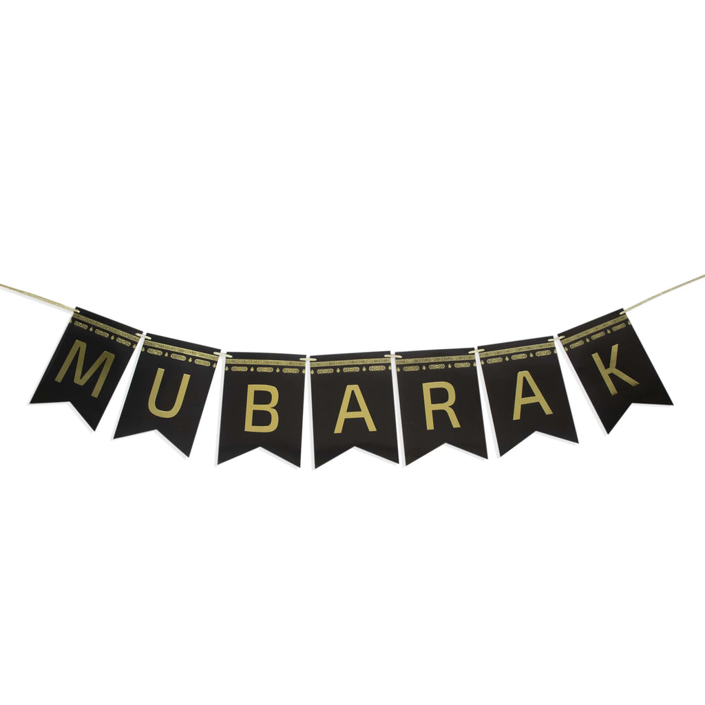 Hajj Mubarak Banner – Black & Gold Foil Paper - almanaar Islamic Store