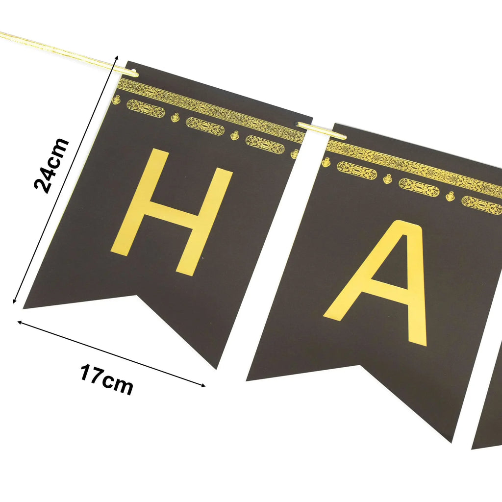 Hajj Mubarak Banner – Black & Gold Foil Paper - almanaar Islamic Store