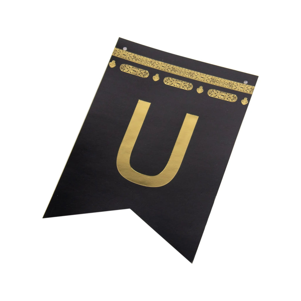 Umrah Mubarak Banner – Black & Gold Foil Paper - almanaar Islamic Store