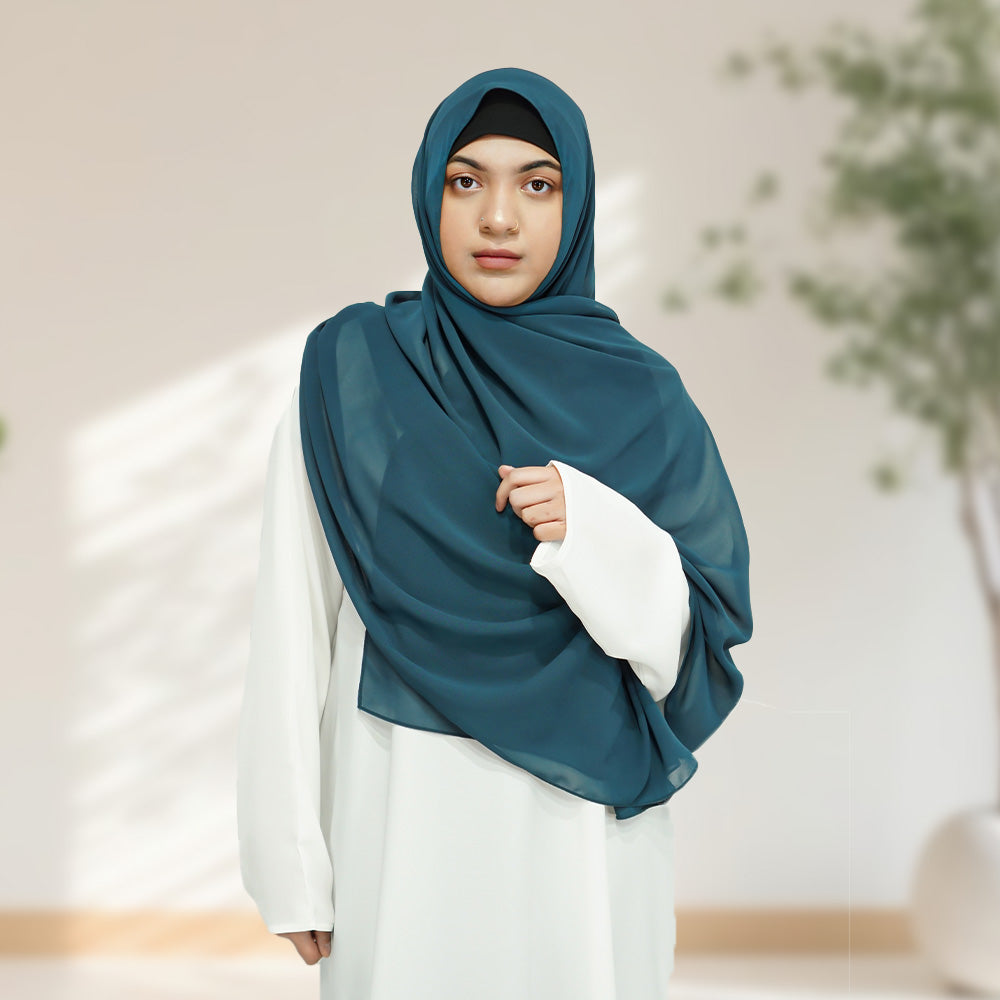 Maxi Chiffon Hijab - Teal - almanaar Islamic Store