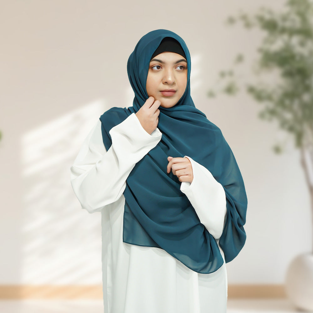 Maxi Chiffon Hijab - Teal - almanaar Islamic Store