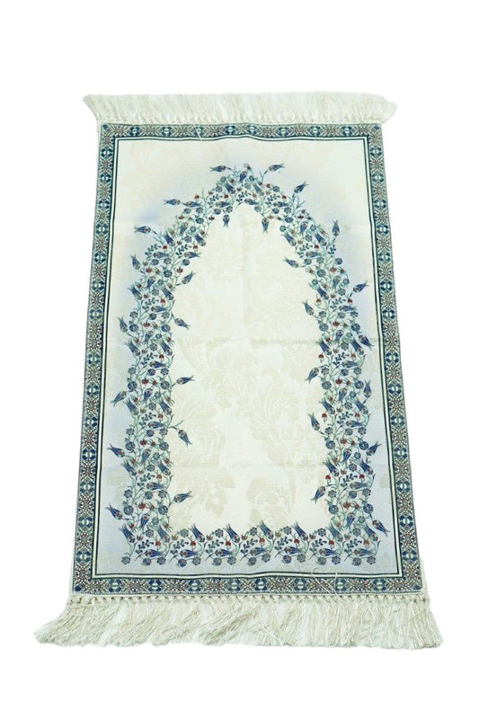 Premium Floral Designed Prayer Mat With Tassels For Kids