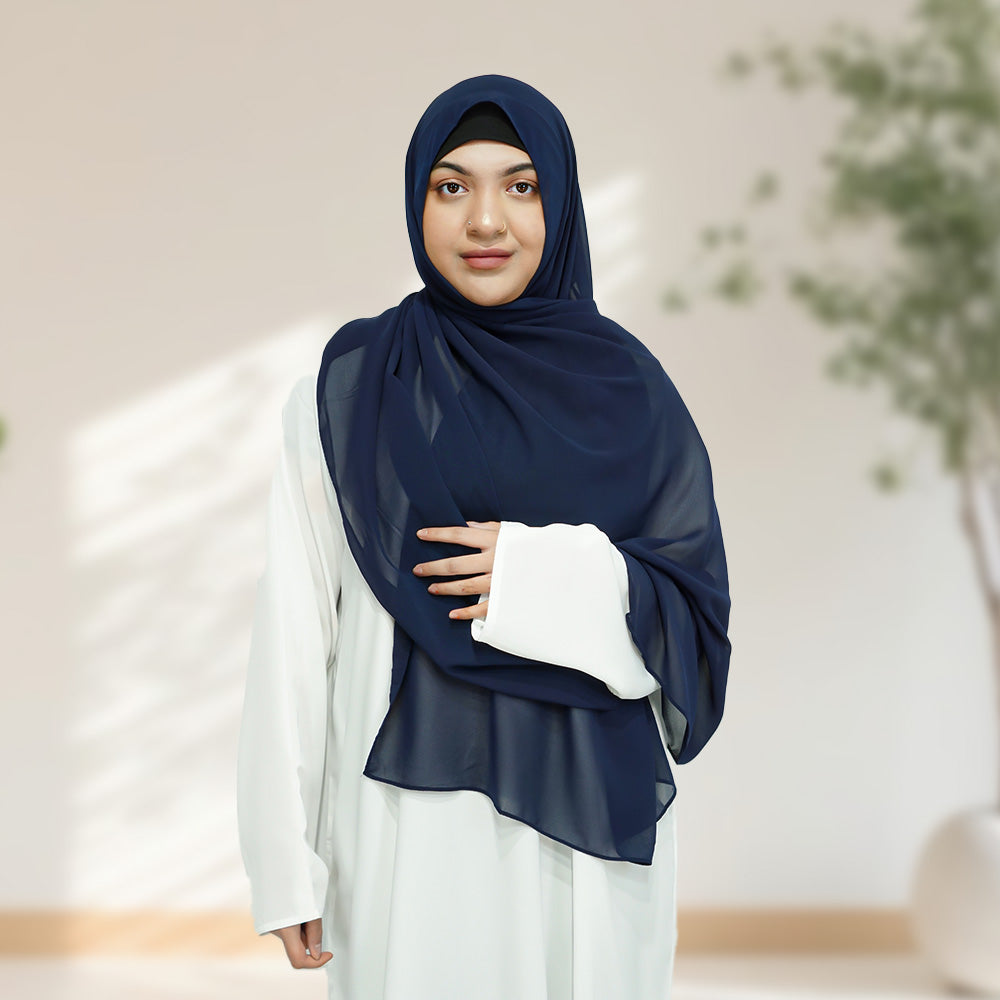 Maxi Chiffon Hijab - Navy - almanaar Islamic Store