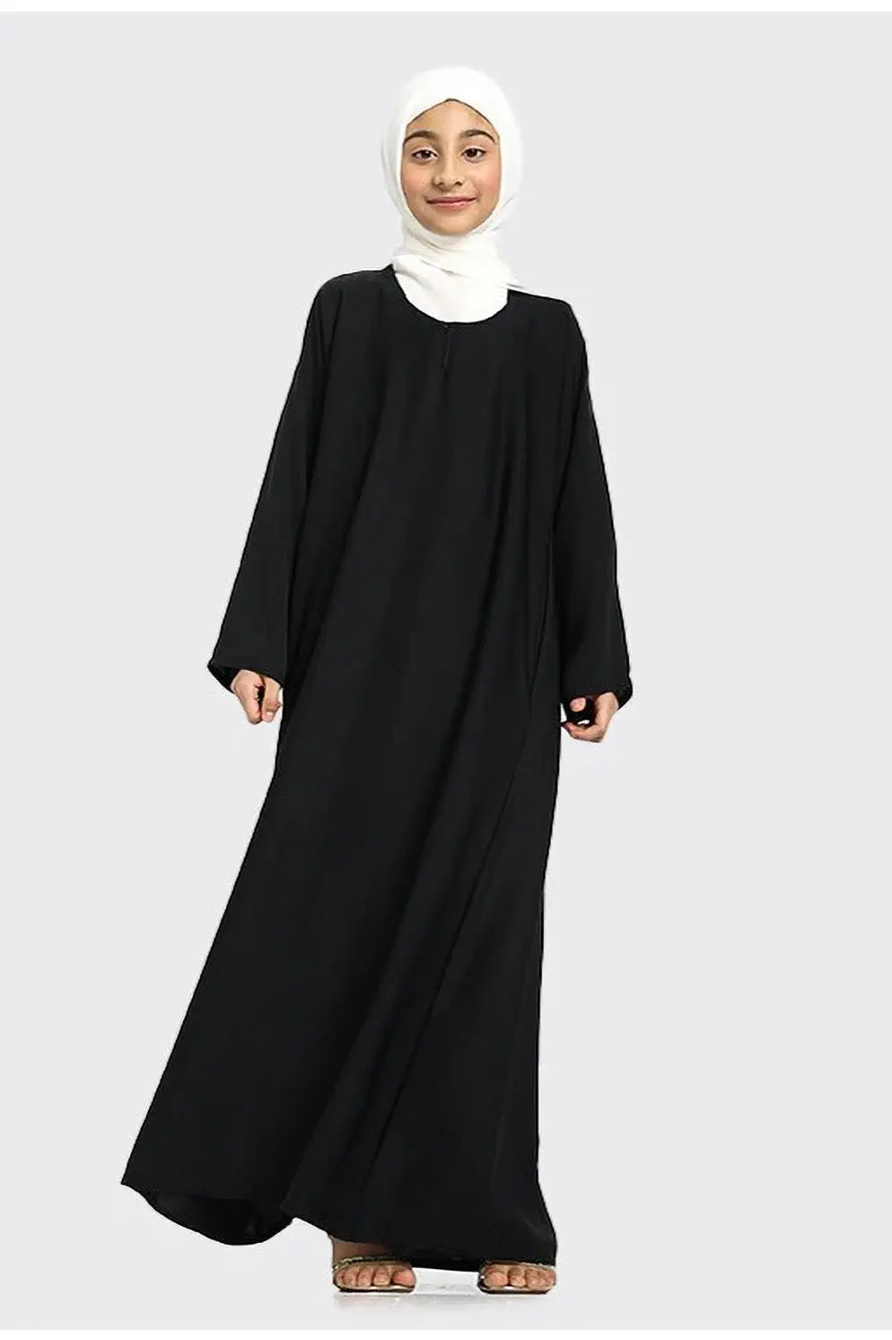 Girls Plain Nidha Abaya Black - almanaar Islamic Store