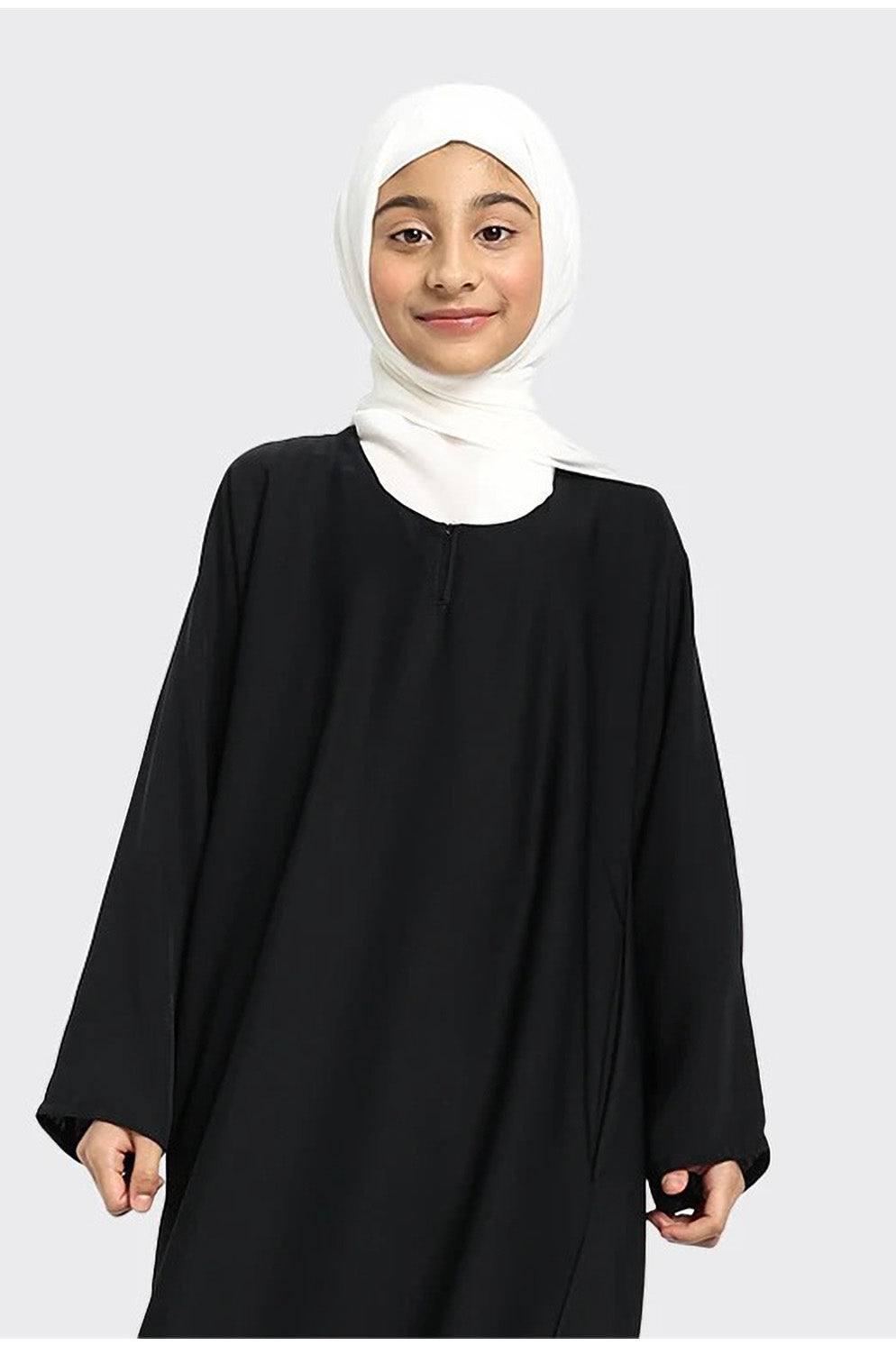 Girls Plain Nidha Abaya Black - almanaar Islamic Store