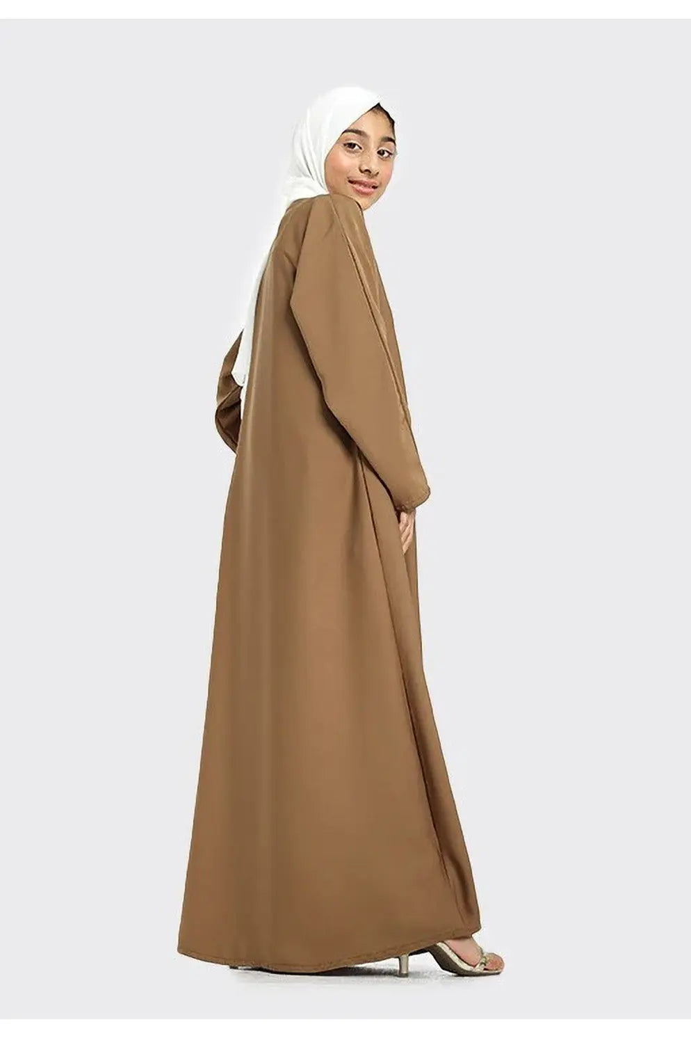 Girls Plain Nidha Abaya Light Brown - almanaar Islamic Store