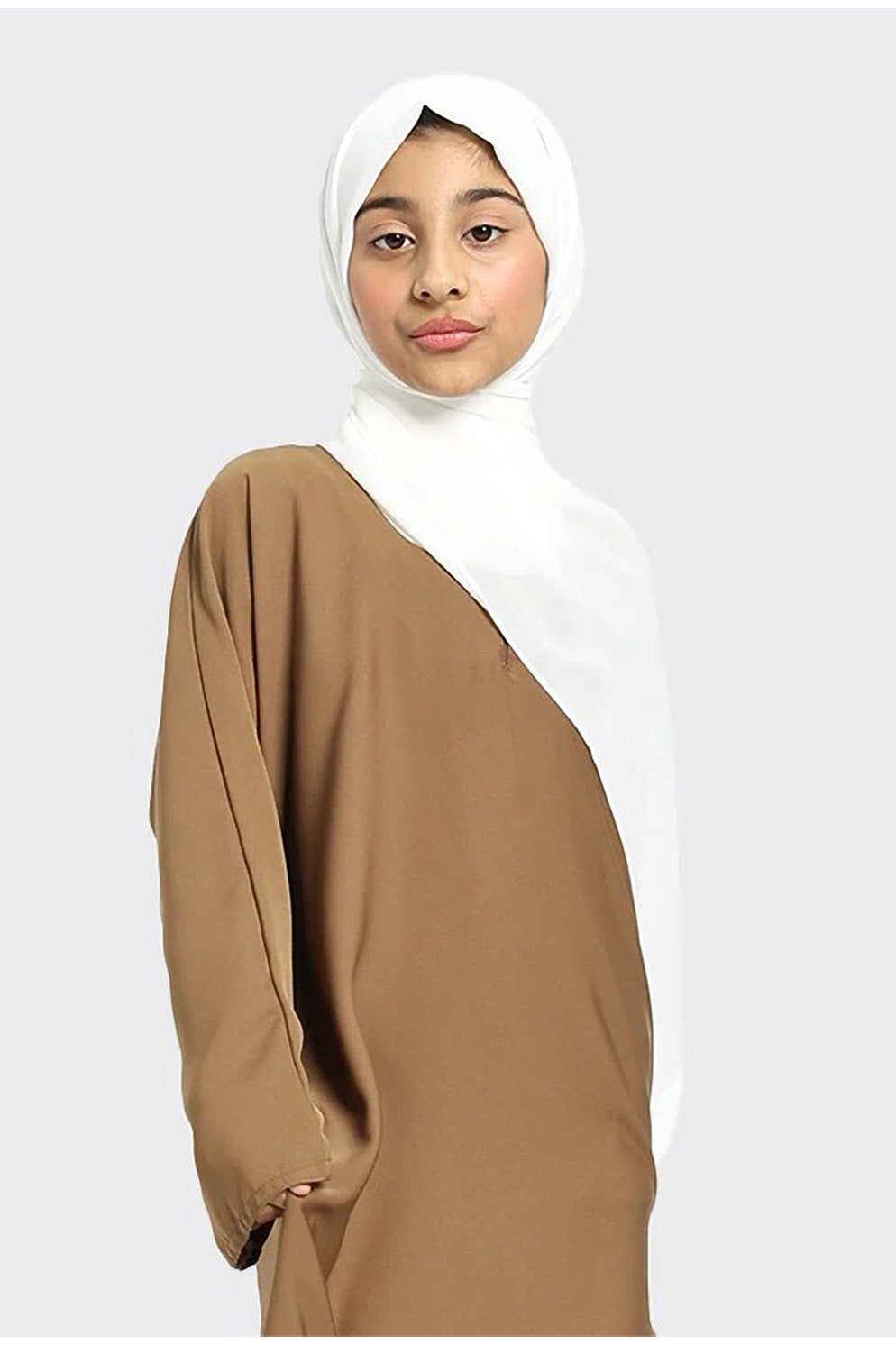 Girls Plain Nidha Abaya Light Brown - almanaar Islamic Store