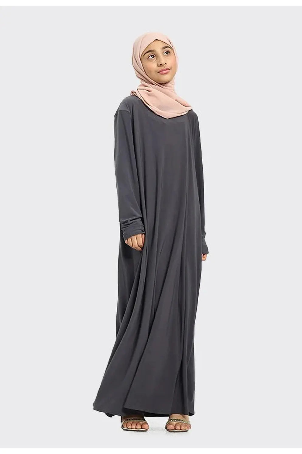 Plain Jersey Abaya Girls Grey - almanaar Islamic Store