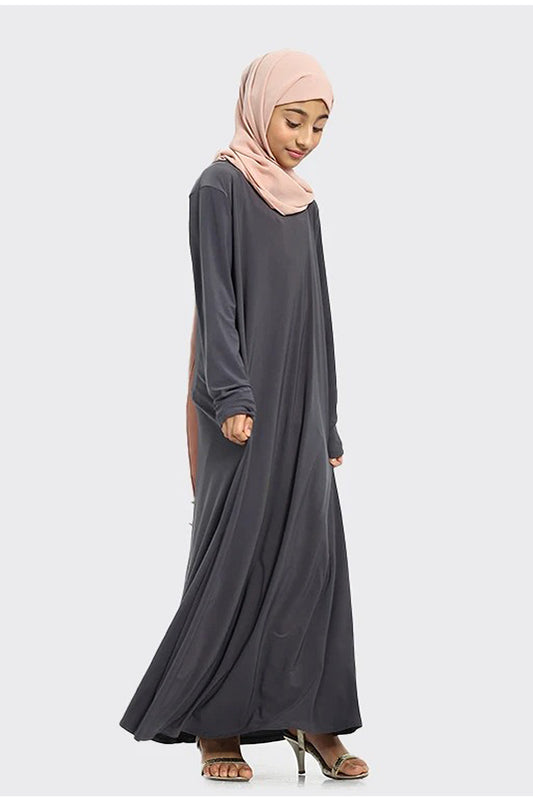Plain Jersey Abaya Girls Grey | Almanaar Islamic Store