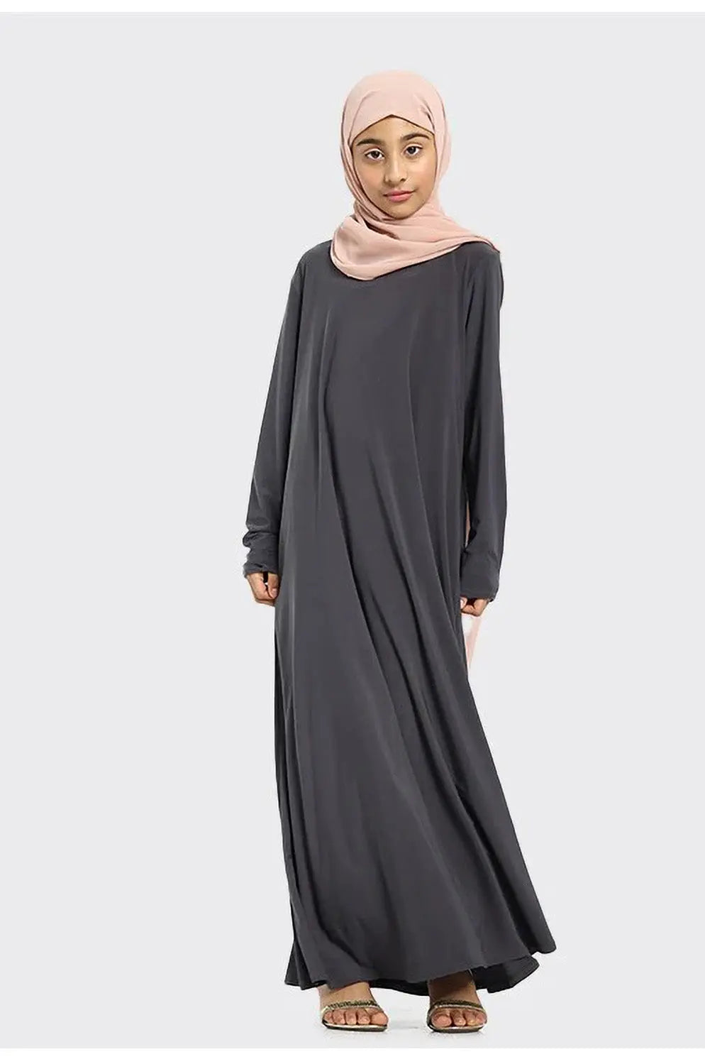 Plain Jersey Abaya Girls Grey - almanaar Islamic Store