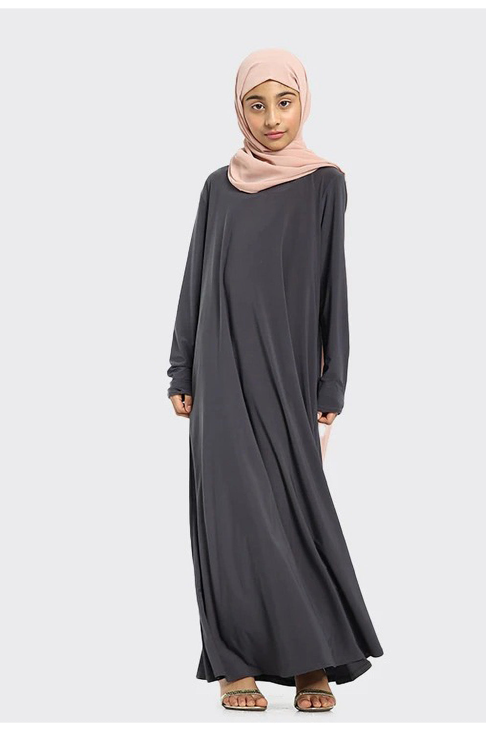 Plain Jersey Abaya Girls- Grey – almanaar Islamic Store