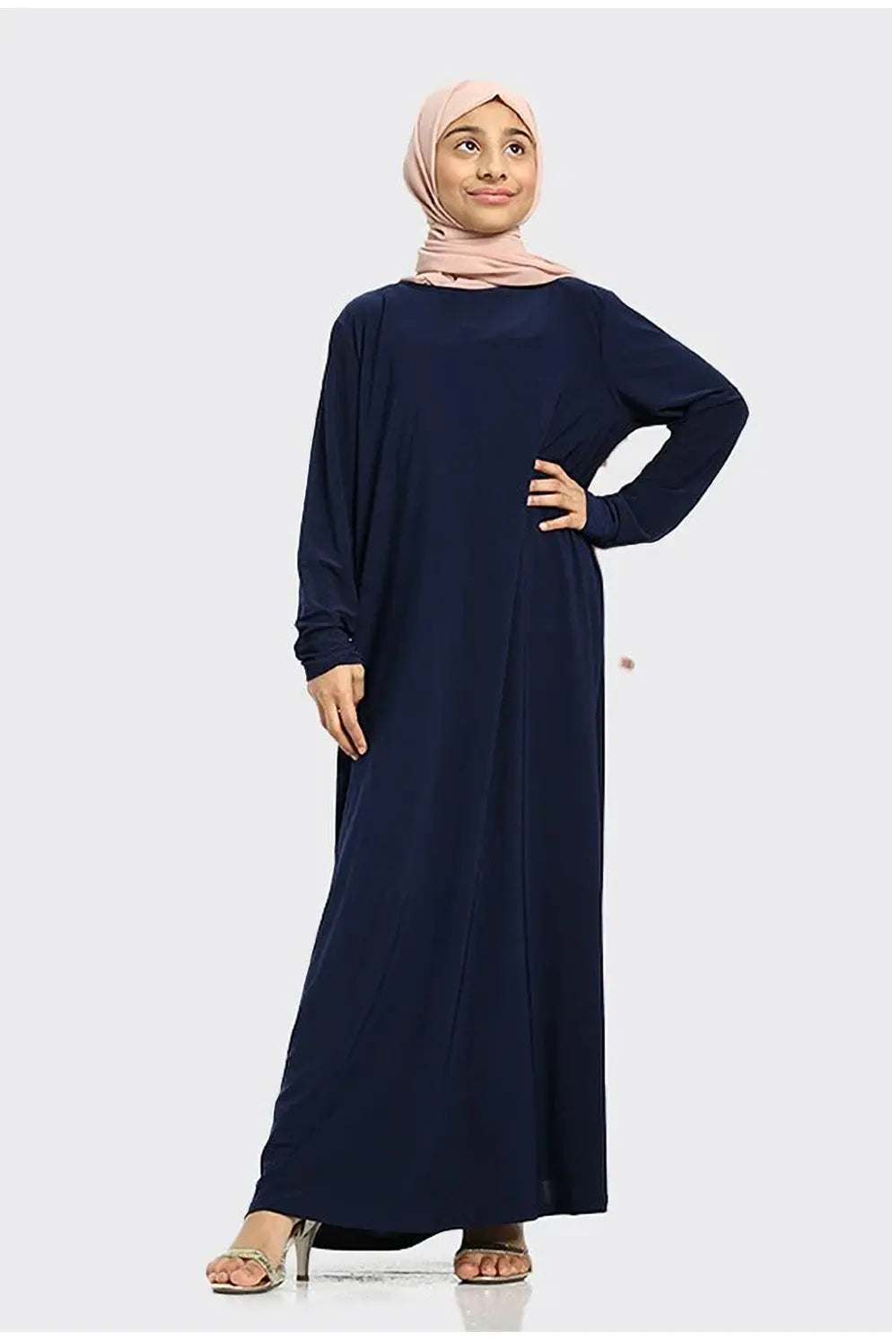 Plain Jersey Abaya Girls Navy - almanaar Islamic Store