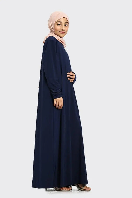 Plain Jersey Abaya Girls Navy - almanaar Islamic Store