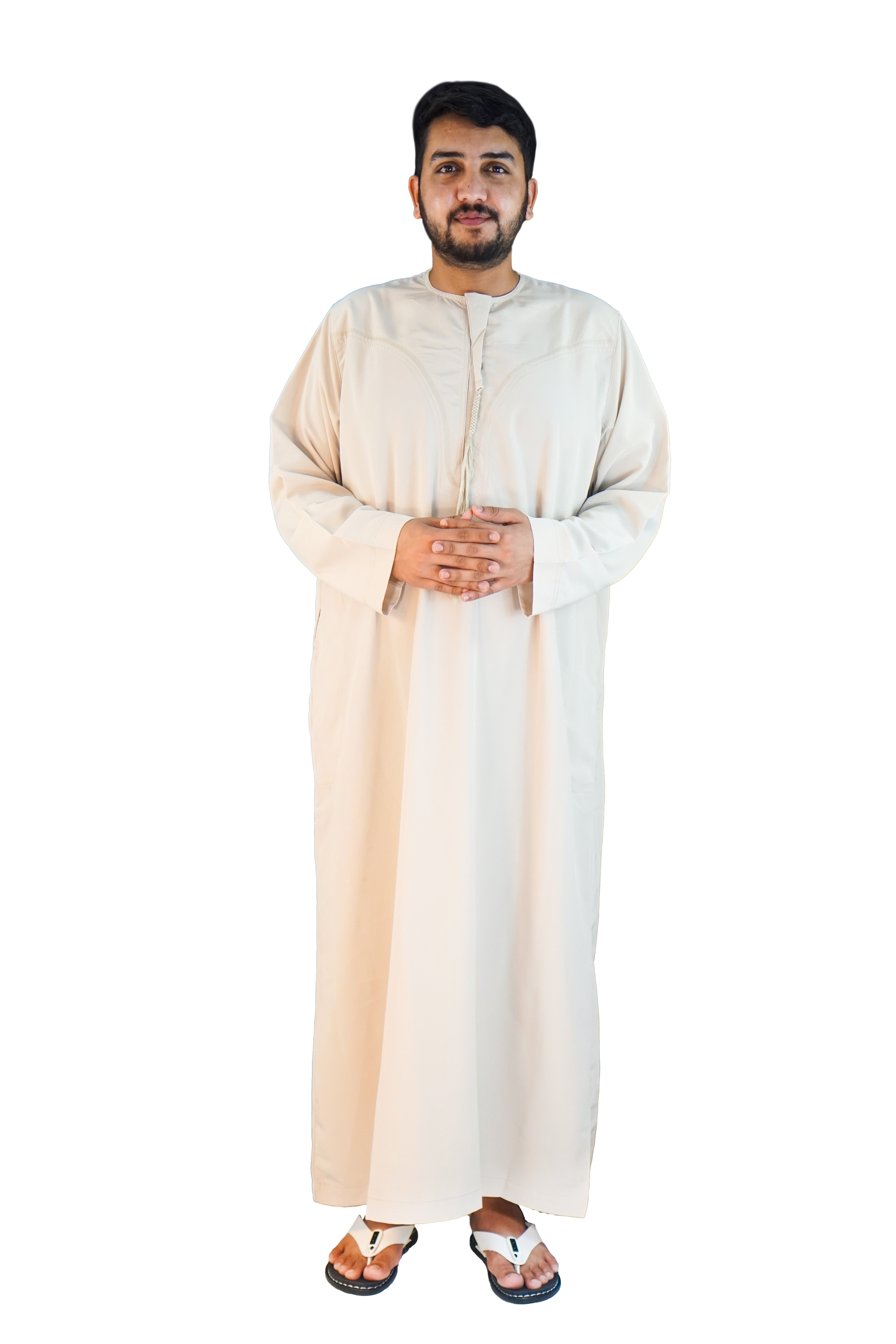 Beige Emirati Tassel Thobe - almanaar Islamic Store