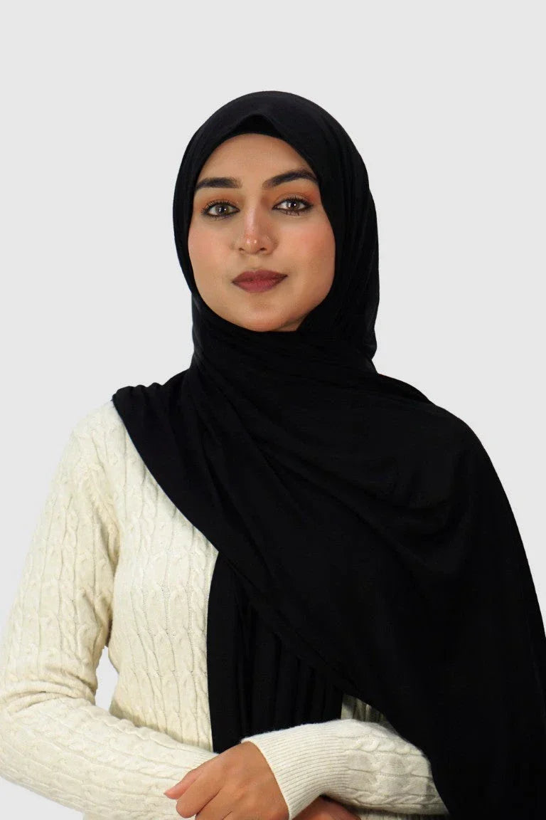 Almanaar Five Premium Jersey Scarf – Black - almanaar Islamic Store