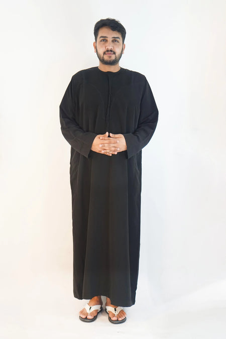 Black Emirati Tassel Thobe | Almanaar Islamic Store