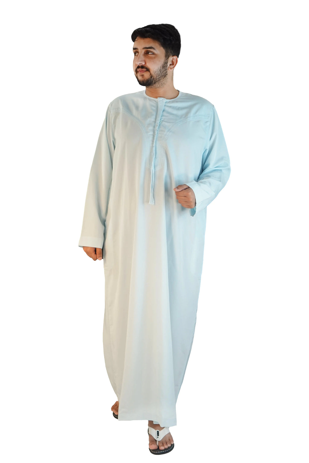 Sky Blue Emirati Tassel Thobe | Almanaar Islamic Store