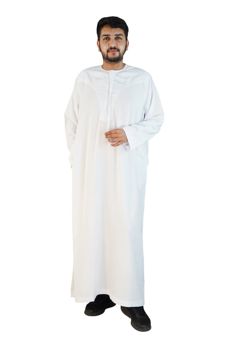 White Emirati Tassel Thobe | Almanaar Islamic Store