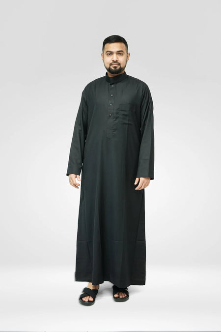 Black Premium Saudi Thobe With Collar Smile Europe