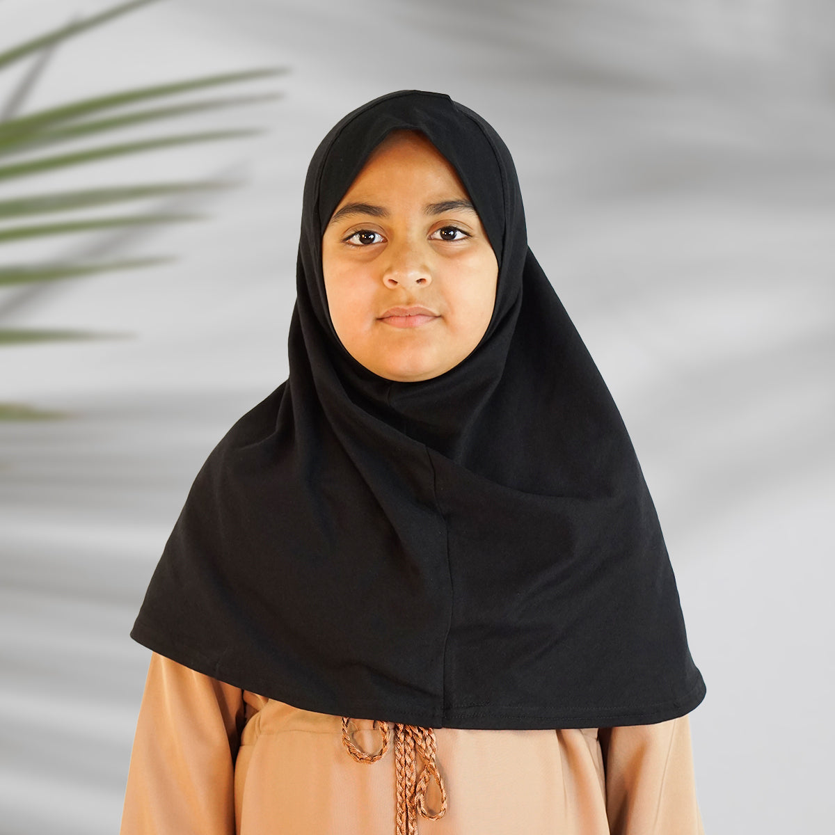 Children’s Plain Cotton Pull-On Hijab Black Almanaar