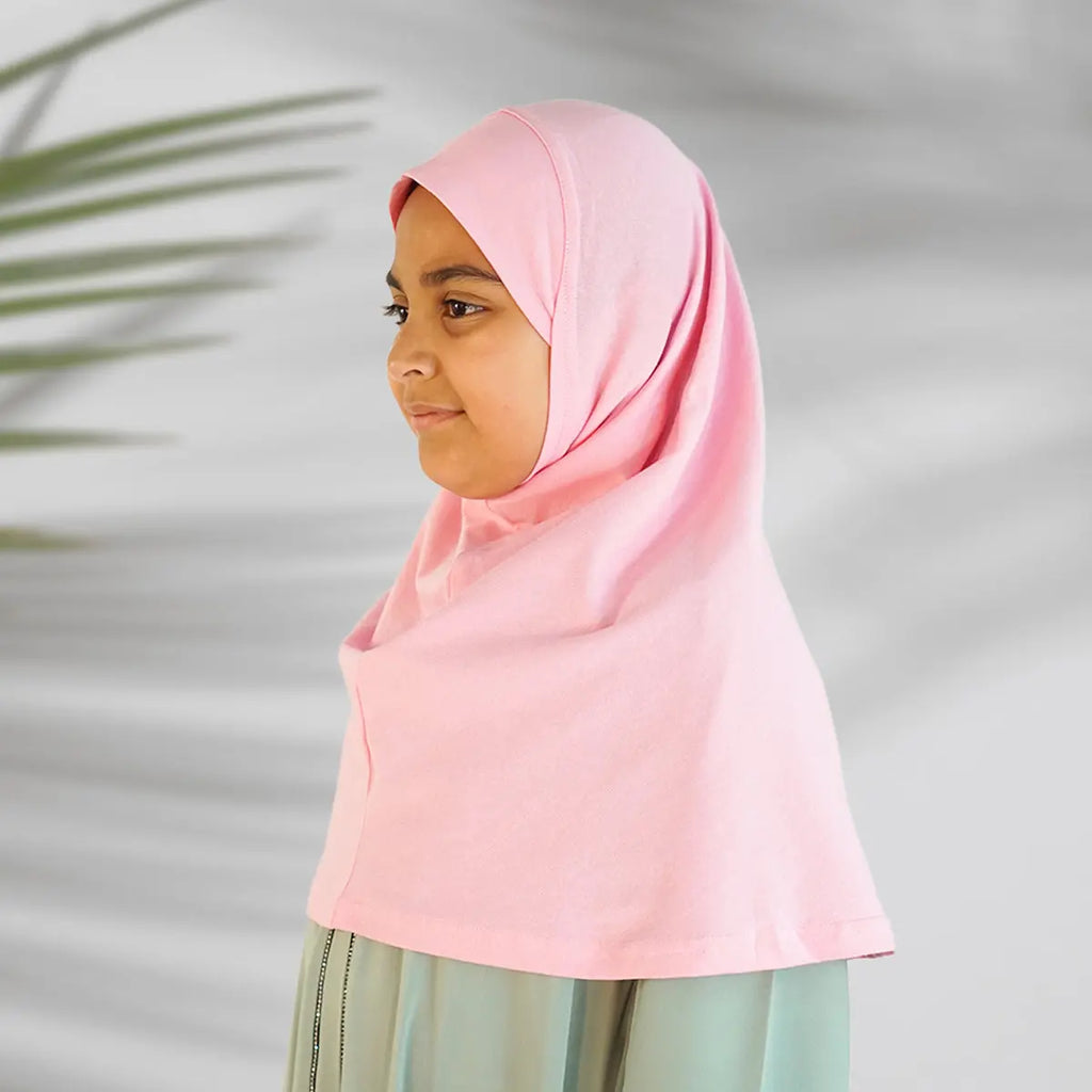 Children’s Plain Cotton Pull-On Hijab Blush Pink Almanaar