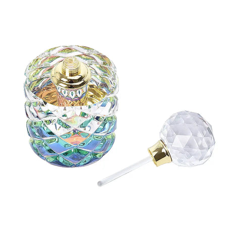 Crystal Refillable Perfume Bottle with Colourful Base - almanaar Islamic Store