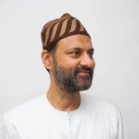 Men’s Woolen Beanie Prayer hat – Brown Pattern almanaar Islamic Store