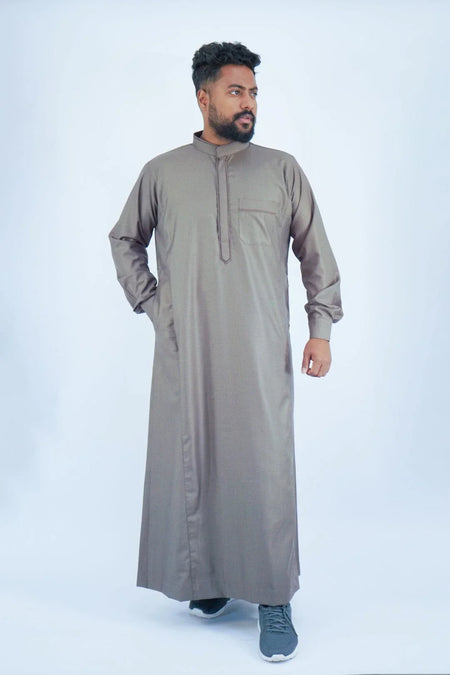 Luxurious heavy cotton winter thobe with elegant design almanaar Islamic Store