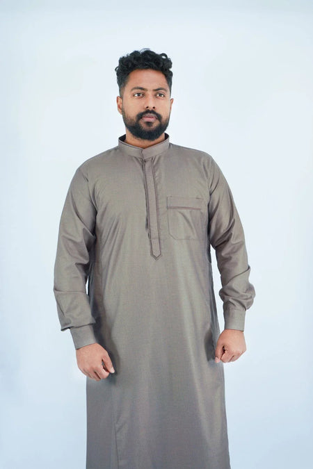 Luxurious heavy cotton winter thobe with elegant design almanaar Islamic Store