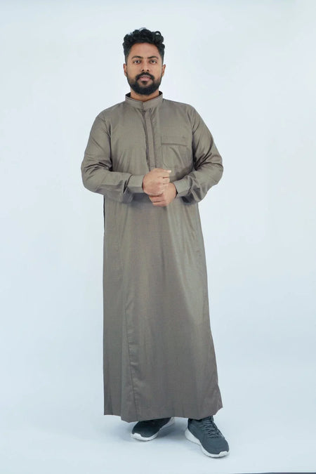 Luxurious heavy cotton winter thobe with elegant design almanaar Islamic Store