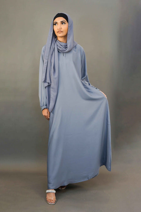 Plain Elastic Sleeve Abaya with Pocket – Premium Nidha Fabric (Grey)
