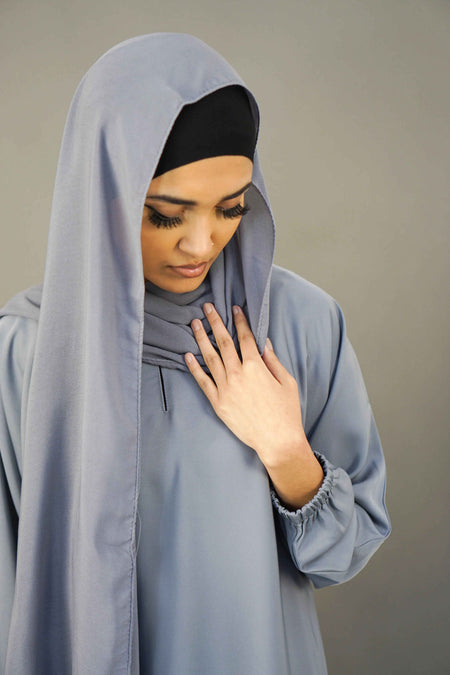 Plain Elastic Sleeve Abaya with Pocket – Premium Nidha Fabric (Grey)