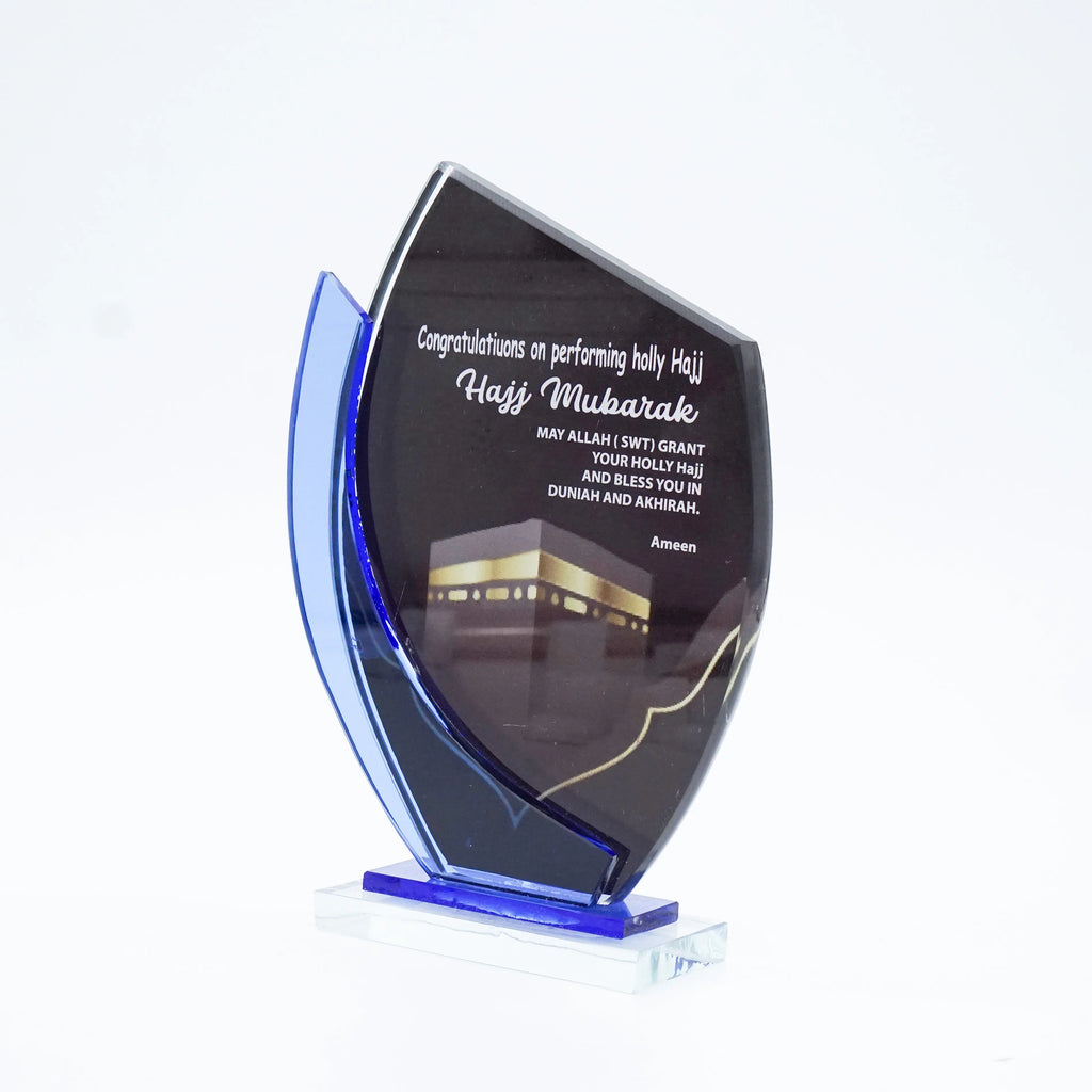 Hajj Mubarak Premium Glass Plaque - almanaar Islamic Store