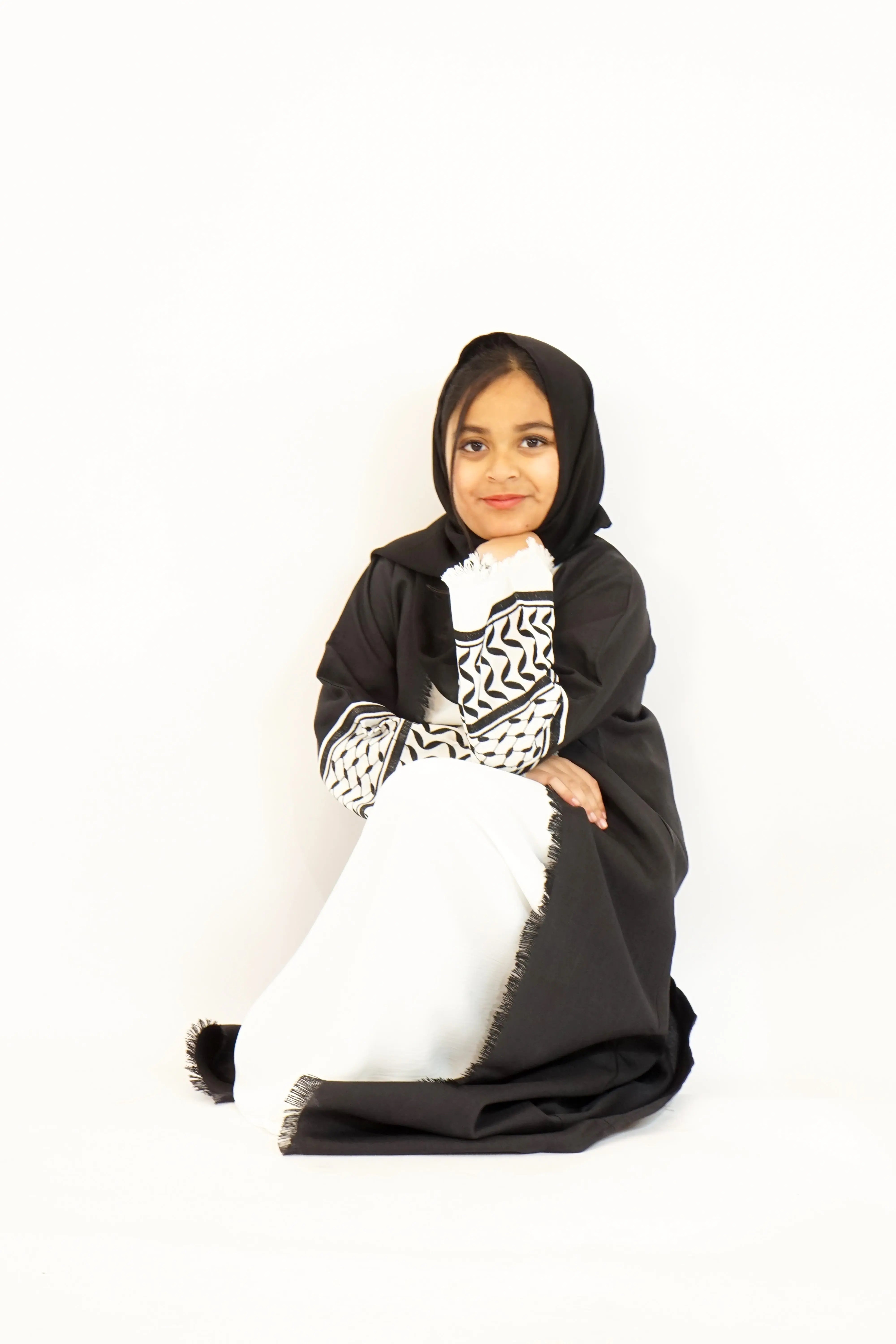 Girls Palestine 2-Piece Abaya Black almanaar Islamic Store