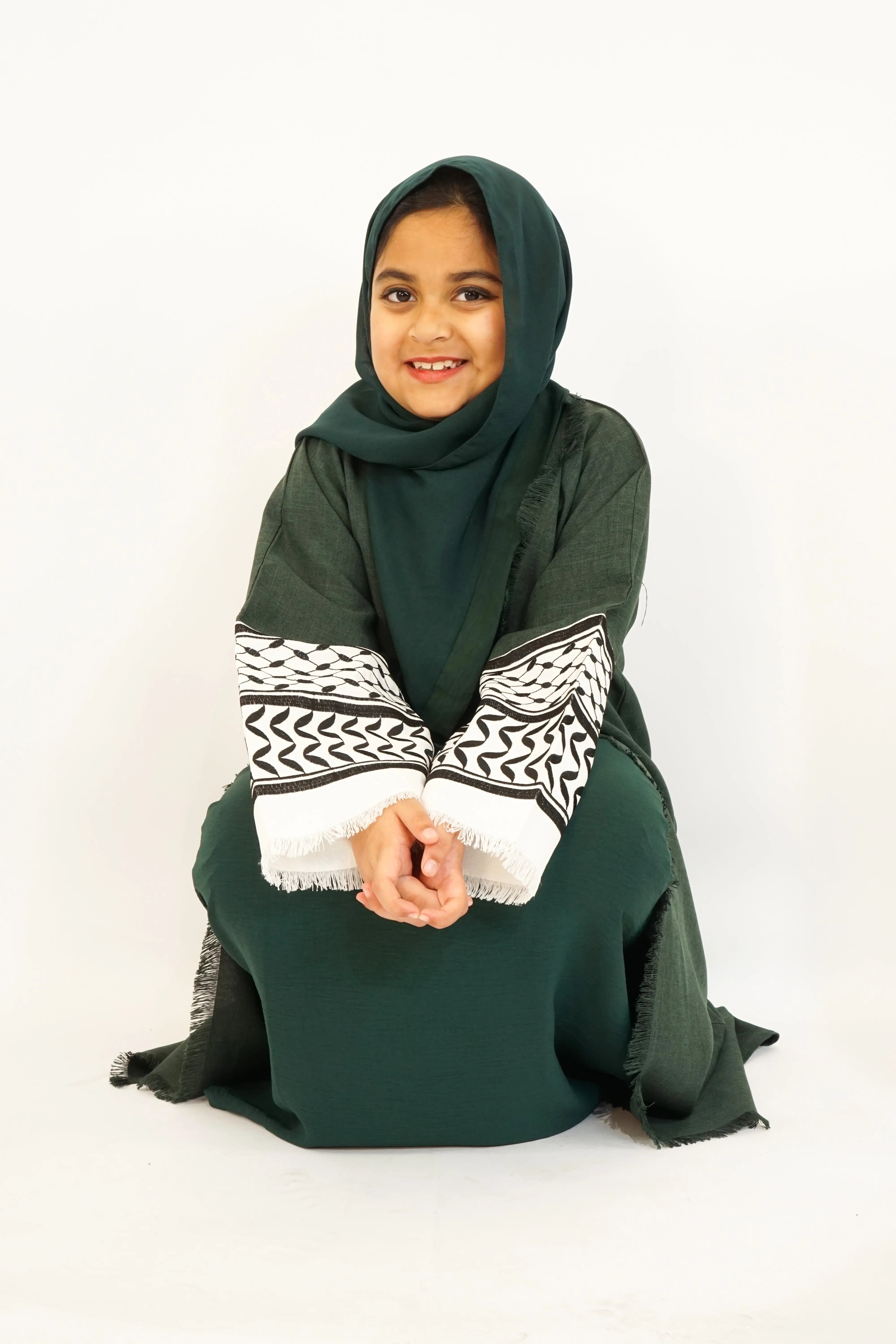 Girls Palestine 2-Piece Abaya Green almanaar Islamic Store